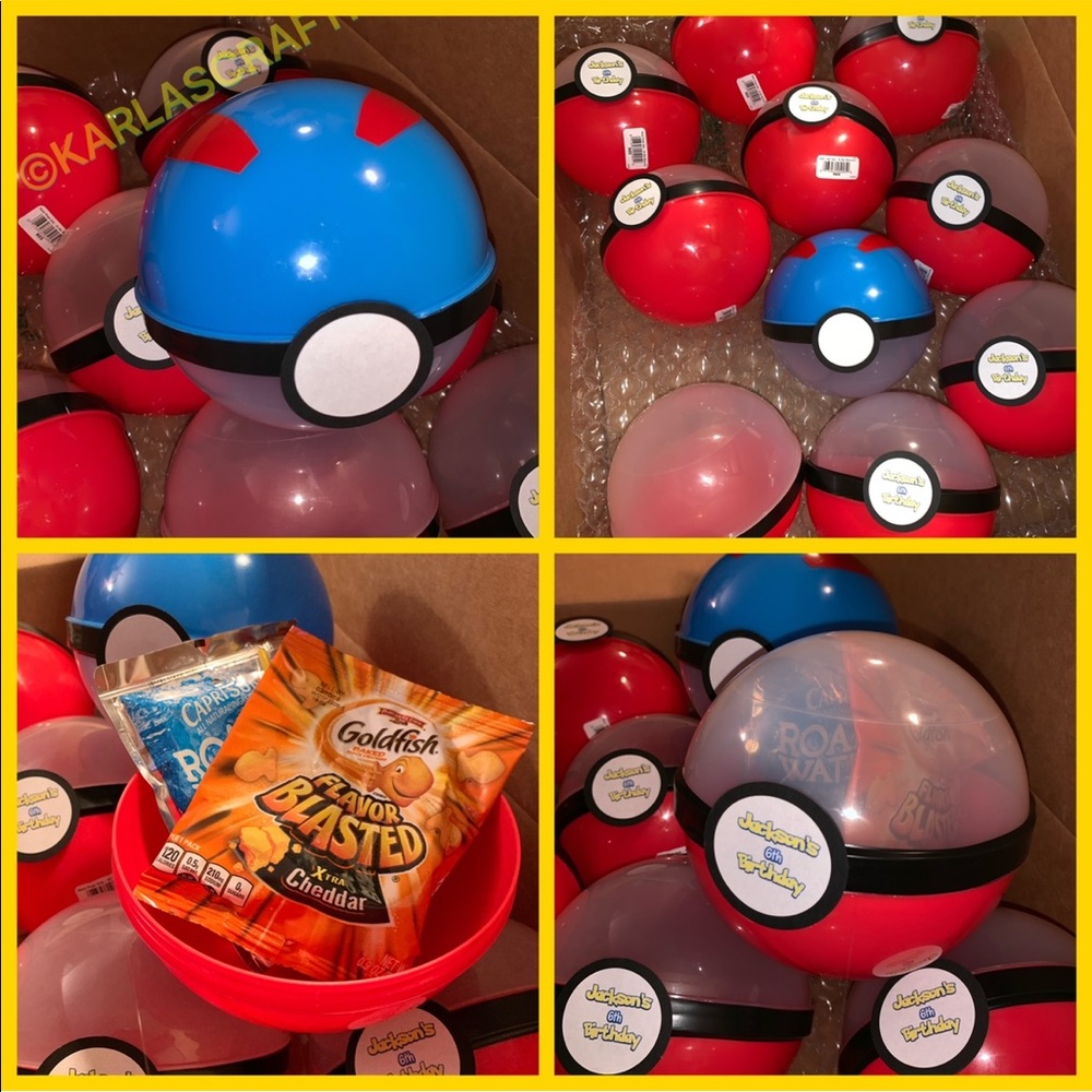 POKEBALL FAVOR PARTY FAVOR PIKACHU CUSTOM LOT OF 10